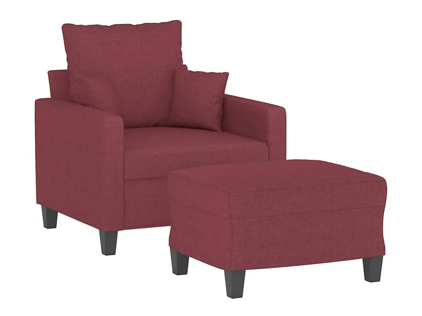 Poltrona com apoio de pés 60 cm tecido vermelho tinto PT809966