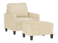 Poltrona com apoio de pés 60 cm tecido cor creme PT395530