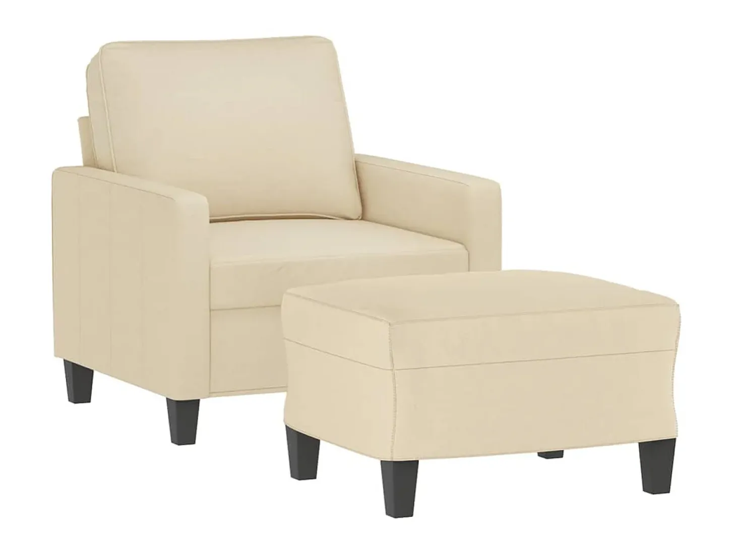 Poltrona com apoio de pés 60 cm tecido cor creme PT395530