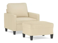 Poltrona com apoio de pés 60 cm tecido cor creme PT395530