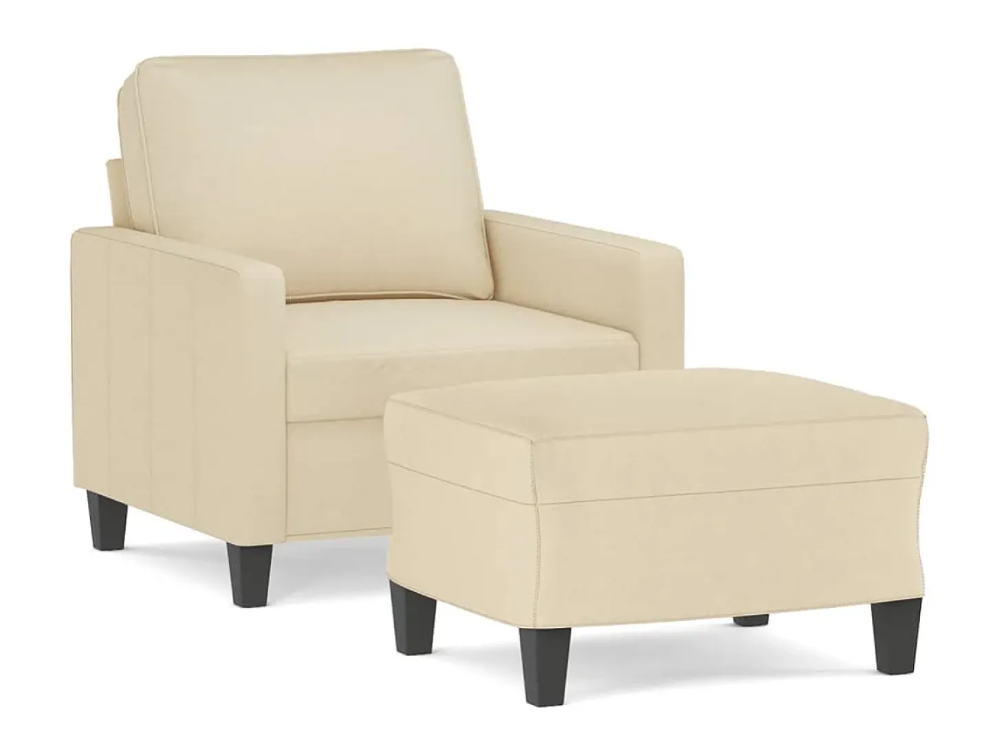Poltrona com apoio de pés 60 cm tecido cor creme PT395530