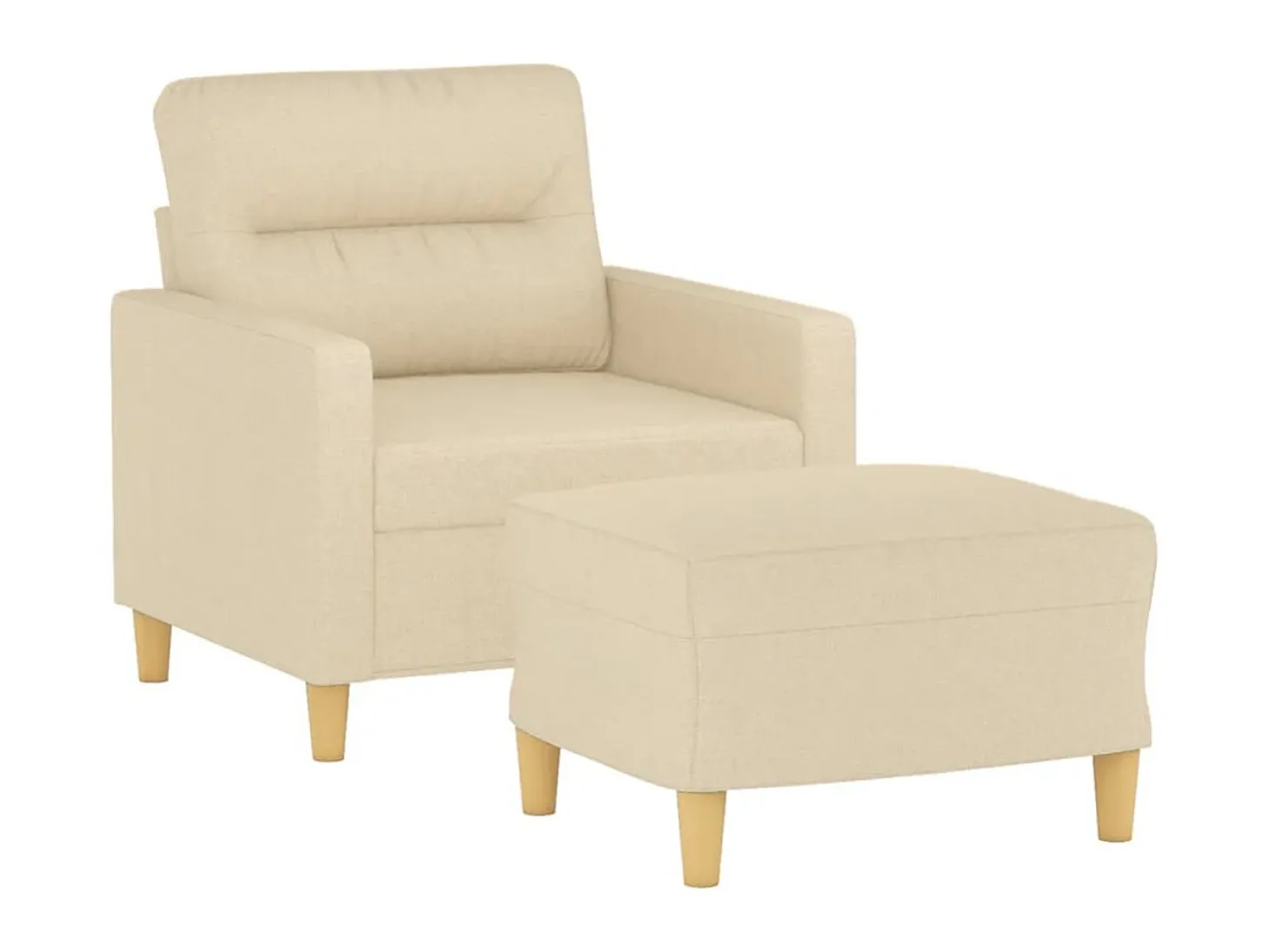 Poltrona com apoio de pés 60 cm tecido cor creme PT897988