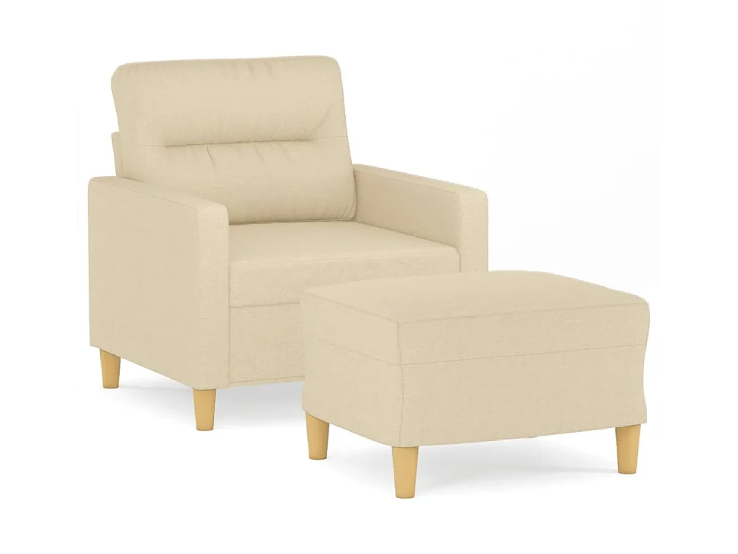 Poltrona com apoio de pés 60 cm tecido cor creme PT897988
