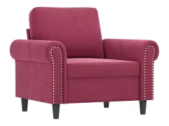 Poltrona com apoio de pés 60 cm veludo vermelho tinto PT500834