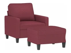 Poltrona com apoio de pés 60 cm tecido vermelho tinto PT190688