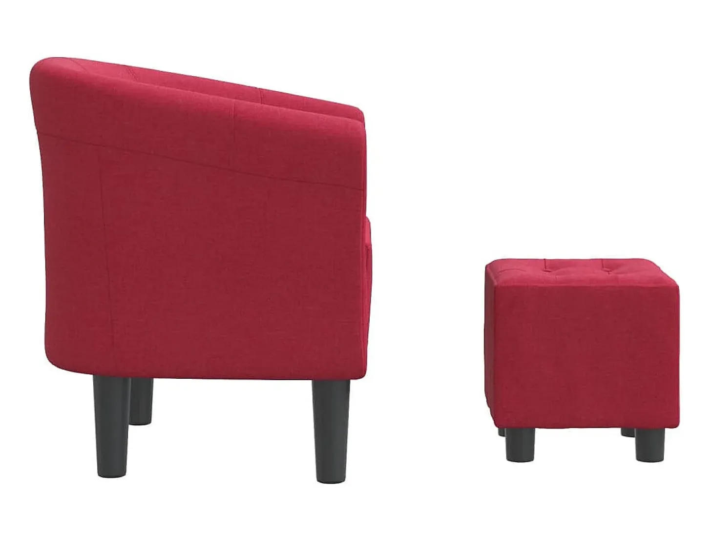 Poltrona com apoio de pés tecido vermelho tinto PT454889