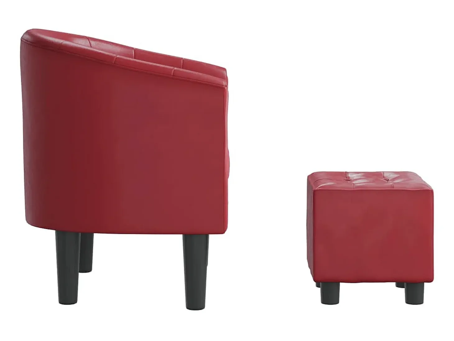 Poltrona com apoio de pés couro artificial vermelho-tinto PT254520