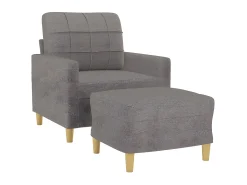 Poltrona com apoio de pés 60 cm tecido cinza-acastanhado PT571478