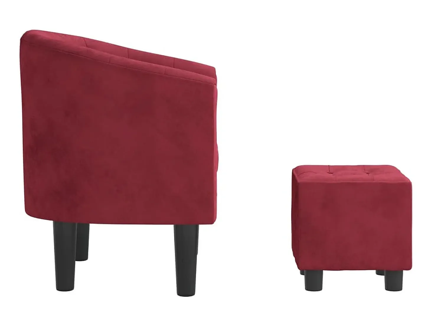 Poltrona com apoio de pés veludo vermelho-tinto PT649419