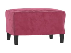 Poltrona com apoio de pés 60 cm veludo vermelho tinto PT906281