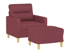 Poltrona com apoio de pés 60 cm tecido vermelho tinto PT113618