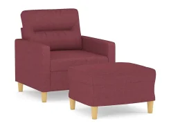 Poltrona com apoio de pés 60 cm tecido vermelho tinto PT113618