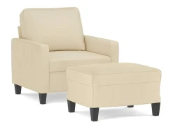 Poltrona com apoio de pés 60 cm tecido cor creme