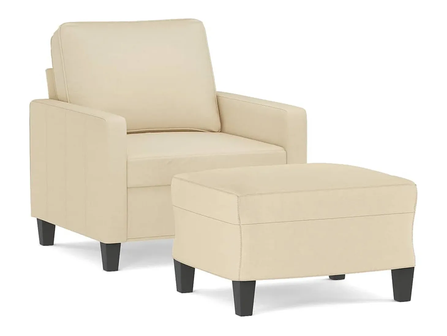 Poltrona com apoio de pés 60 cm tecido cor creme