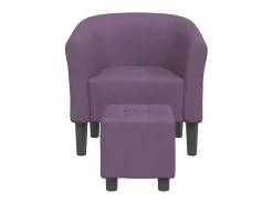 Poltrona com apoio de pés tecido roxo PT734549