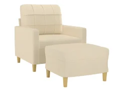 Poltrona com apoio de pés 60 cm tecido cor creme PT954410