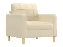 Poltrona com apoio de pés 60 cm tecido cor creme PT954410