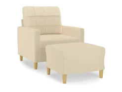 Poltrona com apoio de pés 60 cm tecido cor creme PT954410
