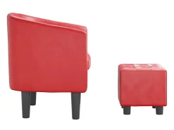Poltrona com apoio de pés couro artificial vermelho PT539258