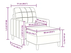 Poltrona com apoio de pés 60 cm veludo rosa