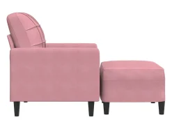 Poltrona com apoio de pés 60 cm veludo rosa