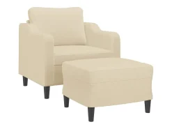 Poltrona com apoio de pés 60 cm tecido cor creme PT911298