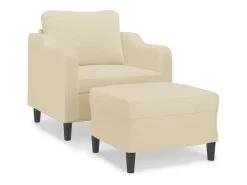 Poltrona com apoio de pés 60 cm tecido cor creme PT911298