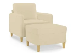 Poltrona com apoio de pés 60 cm tecido cor creme PT518704