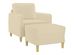 Poltrona com apoio de pés 60 cm tecido cor creme PT518704