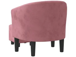 Poltrona com apoio de pés veludo rosa PT166407