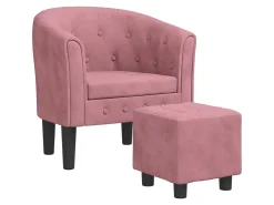 Poltrona com apoio de pés veludo rosa PT166407