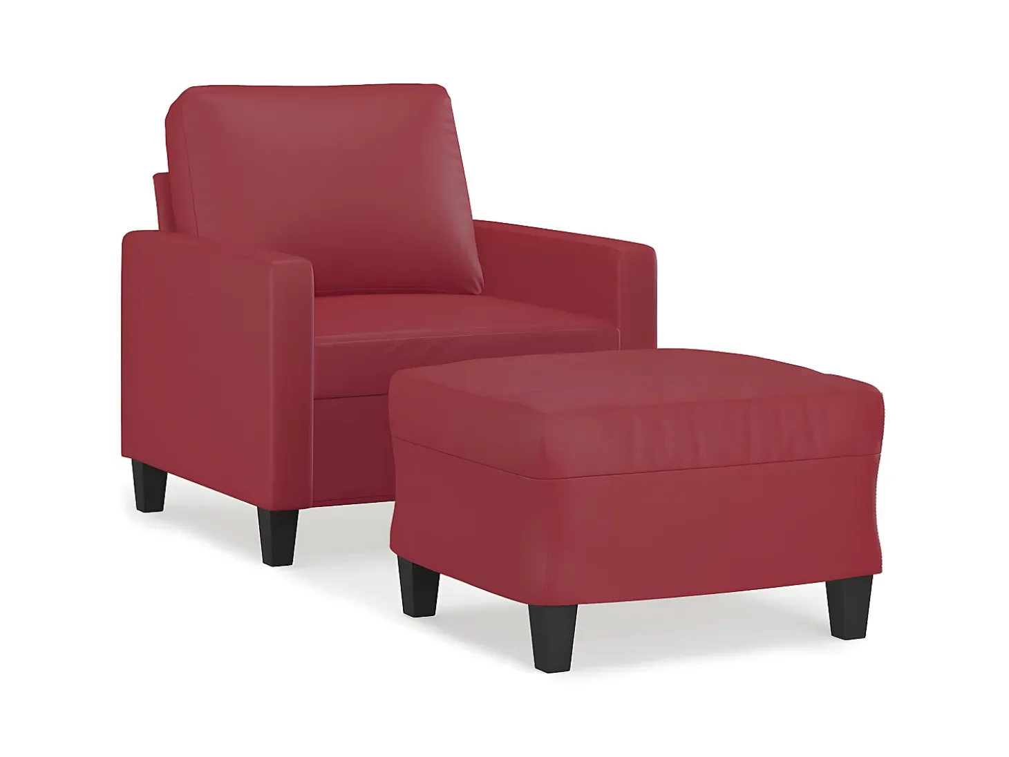 Poltrona com apoio de pés 60 cm couro artificial vermelho tinto PT661774