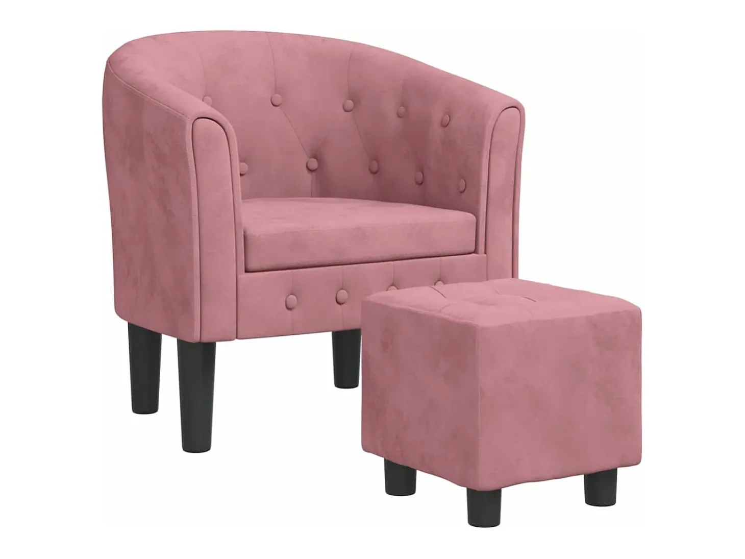 Poltrona com apoio de pés veludo rosa