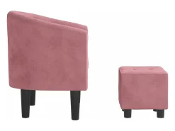 Poltrona com apoio de pés veludo rosa