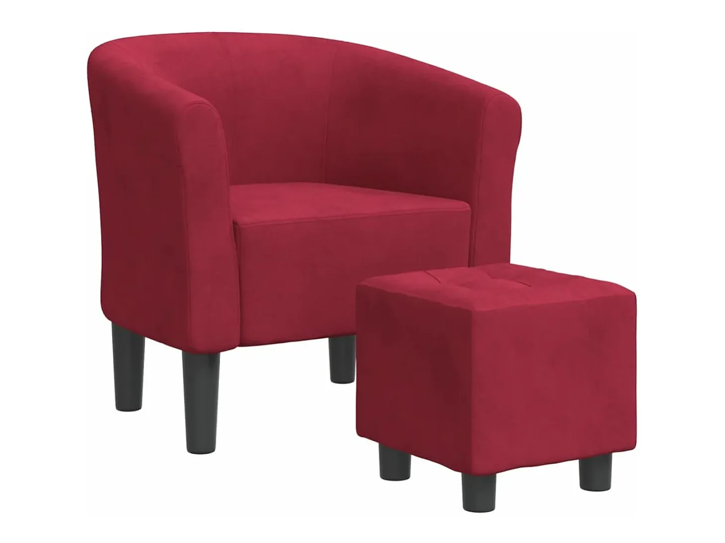 Poltrona com apoio de pés veludo vermelho-tinto