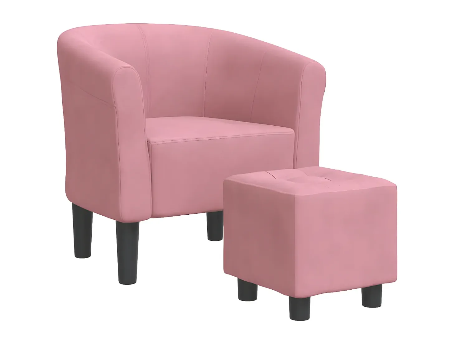 Poltrona com apoio de pés veludo rosa PT655821