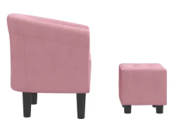 Poltrona com apoio de pés veludo rosa PT655821