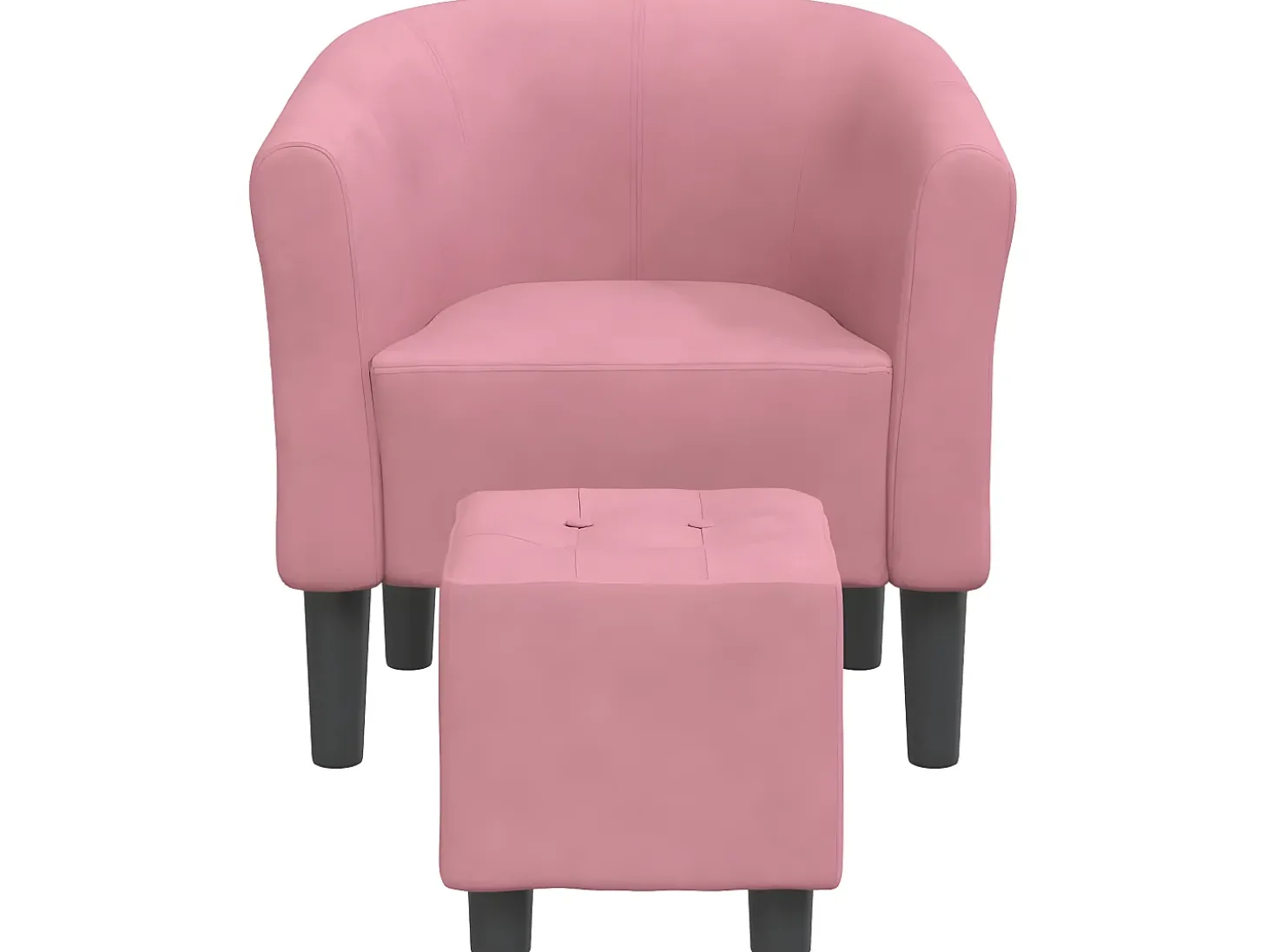 Poltrona com apoio de pés veludo rosa PT655821