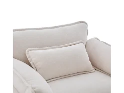 Poltrona com apoio para os pés e almofada com espaço de arrumação - Tecido chenille - Bege