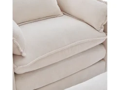 Poltrona com apoio para os pés e almofada com espaço de arrumação - Tecido chenille - Bege