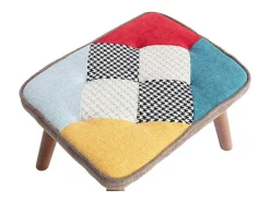 Poltrona com apoio para os pés - com padrão patchwork colorido - Multicolor