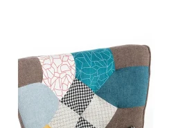 Poltrona com apoio para os pés - com padrão patchwork colorido - Multicolor