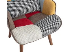 Poltrona com apoio para os pés - com padrão patchwork colorido - Multicolor