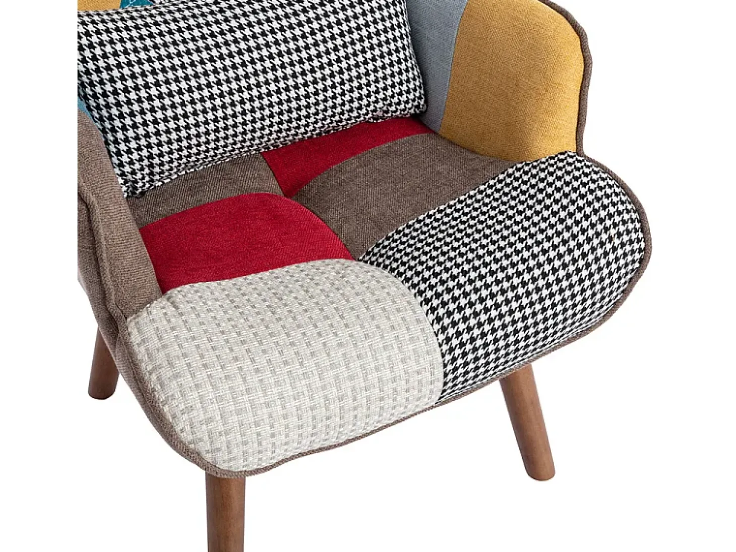 Poltrona com apoio para os pés - com padrão patchwork colorido - Multicolor