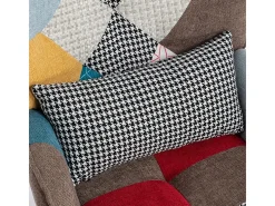 Poltrona com apoio para os pés - com padrão patchwork colorido - Multicolor