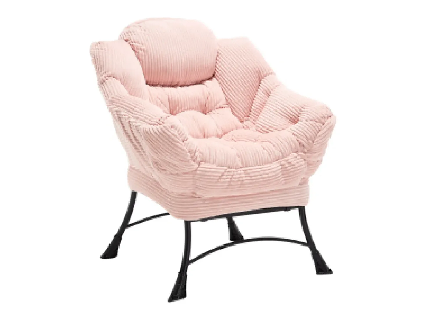 Poltrona com apoio para os pés - Estrutura em aço - Tecido rosa