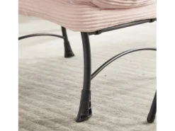Poltrona com apoio para os pés - Estrutura em aço - Tecido rosa