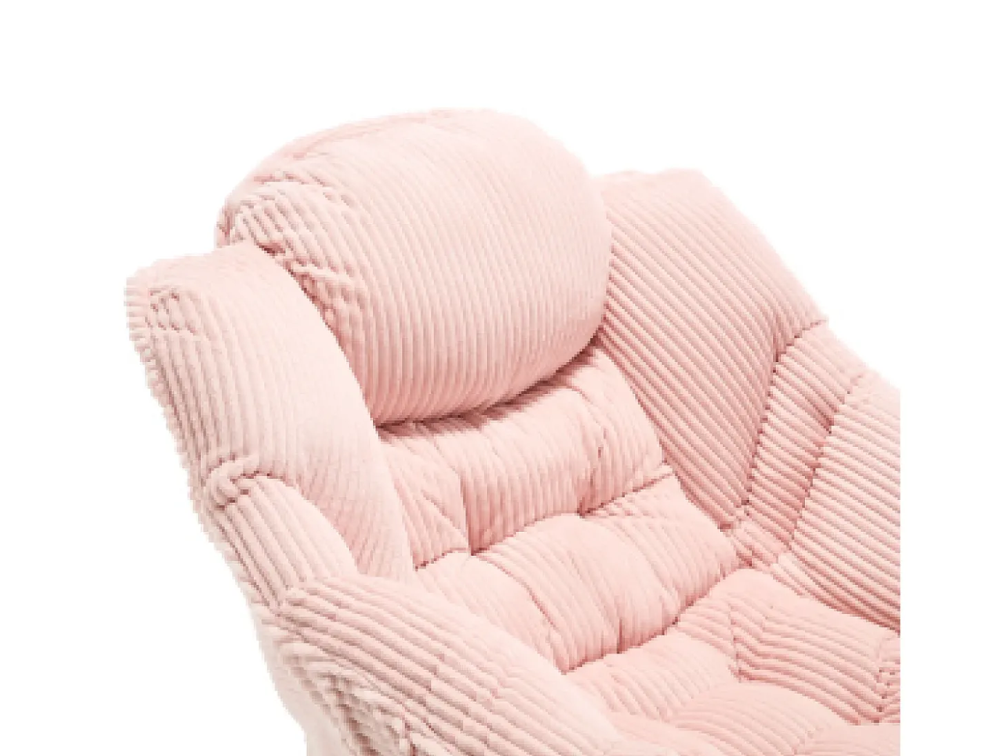 Poltrona com apoio para os pés - Estrutura em aço - Tecido rosa