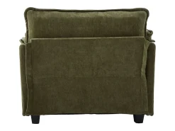 Poltrona com apoio para os pés e almofada com espaço de arrumação - Tecido chenille - Verde azeitona