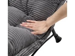 Poltrona com apoio para os pés - Estrutura em aço - Tecido cinza